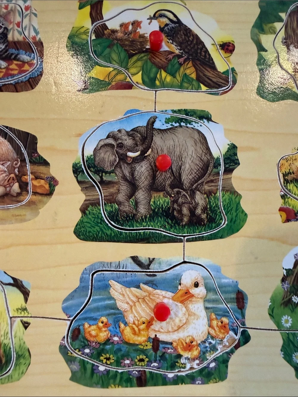 Wooden Melissa and Doug Farm Animal Peg Puzzle - Natural Finish